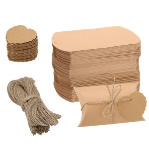 Unique Bargains Wedding Birthday Party Paper Gift Boxes with Ropes and Tags 100 Pcs - 1 of 4