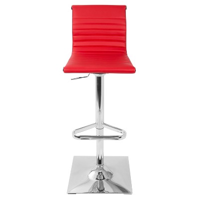 Contemporary Red Faux Leather Adjustable Swivel Barstool 20"