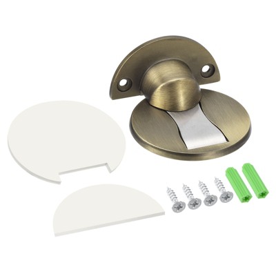 Unique Bargains Zinc Alloy Magnetic Door Stopper with Self Adhesive and Screw Mount 2 Pcs