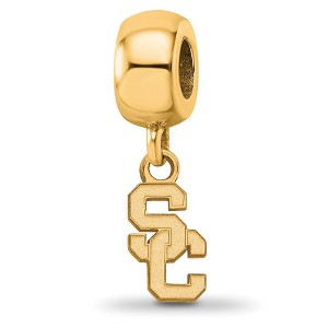 Black Bow Jewelry 14k Yellow Gold Plated Sterling Silver USC Trojans NCAA Bead Charm - 1 of 4