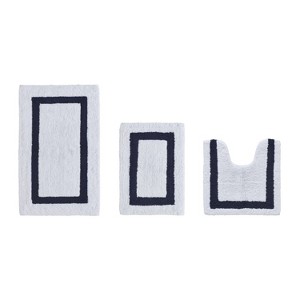 Hotel 3 PC Bath Rug 100% Premium Cotton Tufted Weave Two Tone Reversible Bathroom Rug, Super Soft Absorbent, Machine Washable Bath Mat - 1 of 4