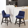 Beautyolove 26 in. Blue Fabric Upholstered Counter Height Bar Stool Swivel Counter Stool with Solid Wood Frame (Set of 2) - 3 of 4