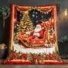 Lomsoe Christmas Santa Sleigh & Reindeer Print Flannel Blanket - All Seasons Soft and Warm Perfect for Living Room Decor, Sofa, Bed, Travel - 3 of 4