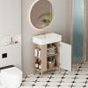 GlasFlength Bathroom Storage Cabinets, Freestanding, Open shelving Bathroom Vanity，Assembly Required, Multicolored, 21.6"*12.2"*33.8" - 4 of 4