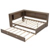 PAGED Twin Size Daybed Modern Wooden Bed Frame with Trundle, Storage Space and Sockets for Bedroom, Living Room - 3 of 4