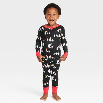 Image of Toddler Holiday Penguins Print Matching Family Pajama Set - Wondershop™ Black 3T