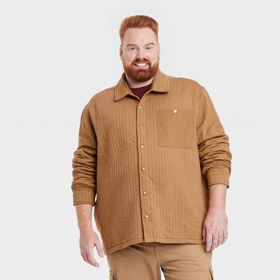 Men's Big & Tall Quilted Knit Shirt Jacket - Goodfellow & Co™ Brown ...