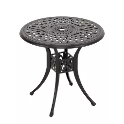 31" Outdoor Cast Aluminum Round Dining Table with Umbrella Hole - Black - NUU GARDEN