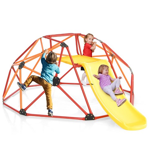 Costway 8ft Climbing Dome W/ Slide Outdoor Kids Jungle Gym Dome