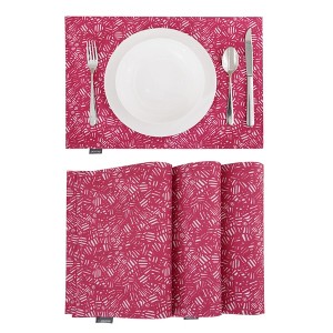 Deconovo Reversible Waterproof Oxford Placemats 12"x18" | Floral & Solid Set of 4 - 1 of 4