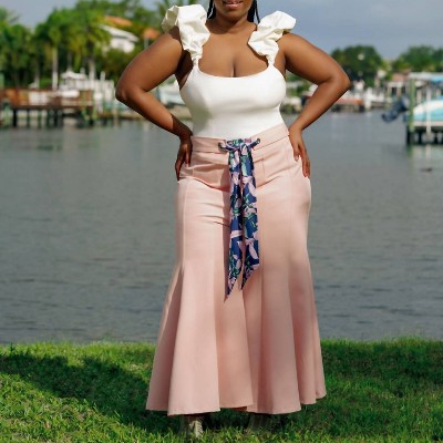 Women's Woven Wide Leg Pant - Plus - Adriana Contreras