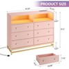 6 Drawer Dresser with LED Lights & Charging Station, Large Capacity Modern Wood Cabinet, RGB Chest of Drawers for Bedroom, Closet, Living Room - 3 of 4