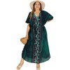 LA LEELA Women's Summer Batik Caftan Loungewear House Dashiki Dress Kaftan Nightshirts for Women Sleepwear Plus size 2X-3X Green, Floral - 2 of 4