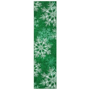 Washable Christmas Area Rug for Living Room, Winter Holiday Decorative Xmas Bedroom Rugs, Low Pile Non Slip Snowflake Rugs for Dining Room - 1 of 4