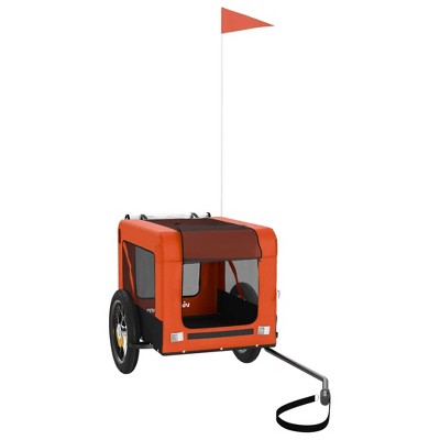 Orange and Black Oxford Fabric Pet Bike Trailer with Iron Frame