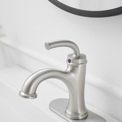Nickel Single Handle Modern Bathroom Faucet with Deck Plate