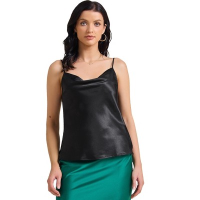 INSPIRE CHIC Women's Satin Cowl Neck Sleeveless Spaghetti Strap Summer Camisole