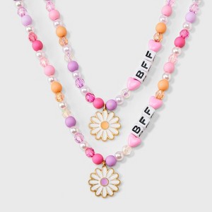 Girls' 2pk BFF with Daisy Charms Necklace Set - Cat & Jack™️: Lobster Claw Clasp, 3 Inch Extender - 1 of 3