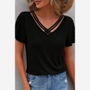 Amaryllis Women’s Crisscross Strap Detail Knit Tee Short Sleeve Relaxed Fit Lightweight - 4 of 4