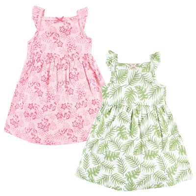 Hudson Baby Baby Girls Cotton Dresses, Palm Leaf, 12-18 Months