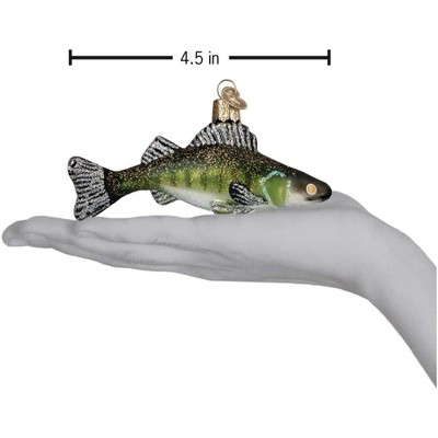 Handcrafted Green and Silver Glass Walleye Fish Ornament