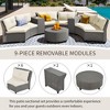 6 - Person Fan-shaped Rattan Suit Combination with Cushions and Table,Suitable for Garden - 3 of 4