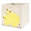 3 Sprouts Large 13 Inch Square Children's Foldable Fabric Storage Cube Organizer Box Soft Toy Bins, Pet Hedgehog and Yellow Rhino (2 Pack) - image 2 of 4