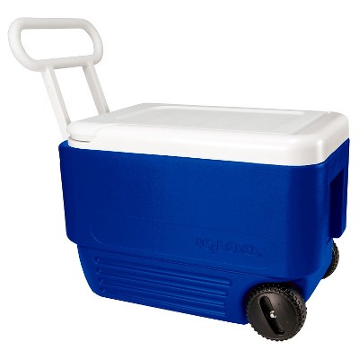 blue rolling cooler