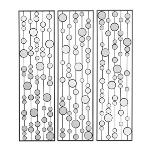 Metal Geometric Wall Decor with Round Mirror Accents Set of 3 Black - Olivia & May: Luxury Glam Style, Iron Frame, Indoor Use - 1 of 4