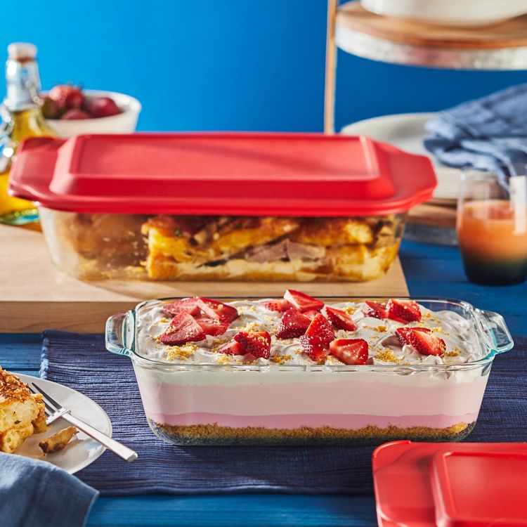 Pyrex Deep 4pc Glass Bakeware Set: Clear Baking Dishes with Lids ...