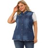 Agnes Orinda Women's Plus Size Button-Down Flat Lepel Denim Sleeveless Raw Hem Vests - 4 of 4