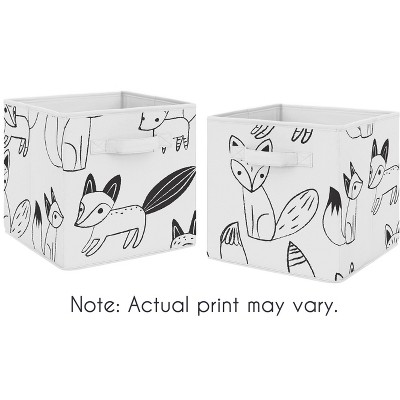 Image of Sweet Jojo Designs Fabric Storage Bins Set Fox Black and White