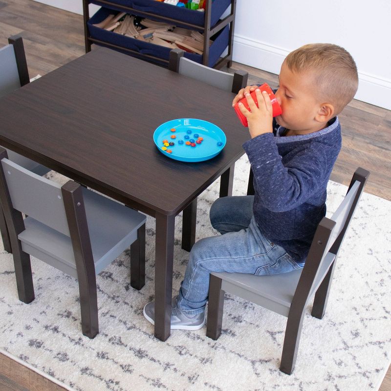 5pc Sumatra Modern Toddler Table and 4 Chairs Set Espresso/Gray - Humble Crew, 4 of 5