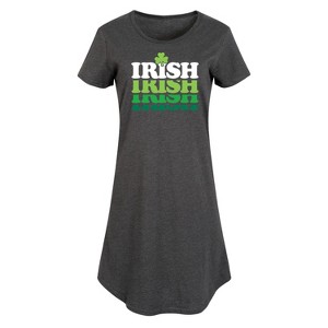 Women's - Instant Message - Irish Retro Repeat Graphic T-shirt Dress - 1 of 4