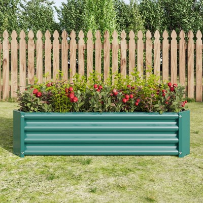 Lycvki 4×2×1ft Metal Raised Planter Garden Bed