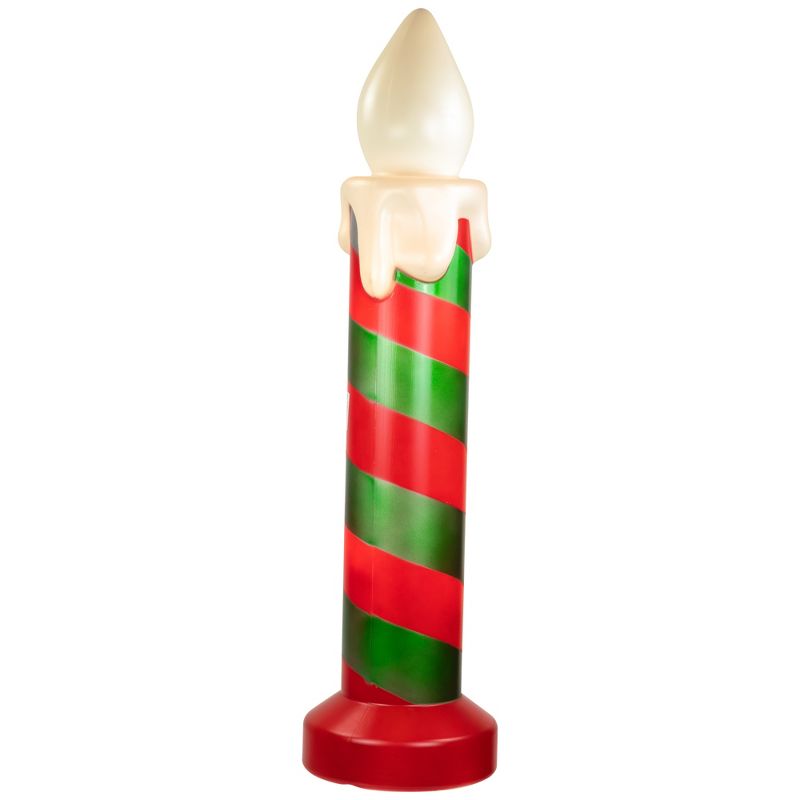Northlight 20" Lighted Green and Red Striped Blow Mold Candle Outdoor Christmas Decoration, 4 of 7