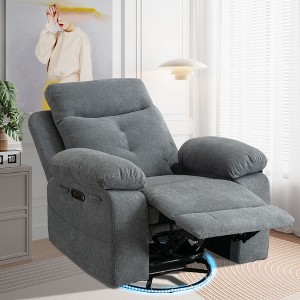 NicBex Recliner Chair Glider Chair 270 Degree Swivel Chair With LED Light Adjustable Backrest Armchair with USB Port With Side Pocket - 1 of 4