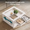 Coffee Table with Glass Tabletop, Open Display Area and Storage Drawer, Modern Farmhouse Table for Living Room - 4 of 4