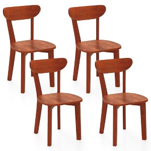 Tangkula Solid Wood Dining Chair Set of 4 w/ Curved Backrest & Rubber Wood Frame - 1 of 4