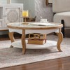 GDFStudio Juno Modern Wooden Round Coffee Table with Glass Top and Curved Legs - 2 of 4