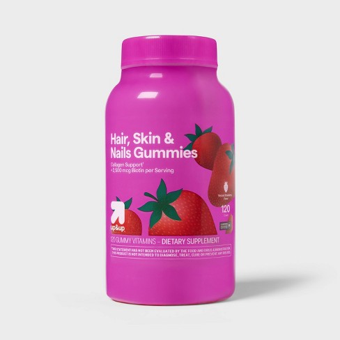 Hair Skin Nail Supplement Gummies Strawberry 120ct up up