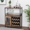 Coffee Wine Bar Cabinet with Storage and Detachable Rack, Farmhouse Sideboard and Buffet Cabinet with Glass Holder and Mesh Door - 3 of 4