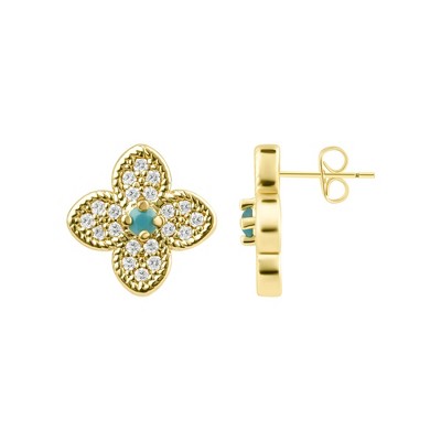 Adornia 14k Gold Plated Turquoise Flower Earrings