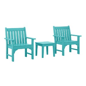WestinTrends Malibu Outdoor Patio 3-Piece HDPE Adirondack Garden Chairs with Square Adirondack Side Table Set - 1 of 4