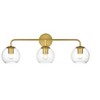Elegant Lighting Genesis 3 light Brass and Clear Bath Sconce - 2 of 4