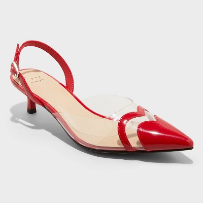 Women's Eleanor Heart Slingback Heels - A New Day™ Red 9