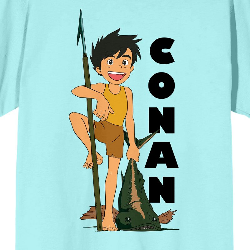 Future Boy Conan Character With Catfish Crew Neck Short Sleeve Celadon Men's T-shirt, 2 of 4