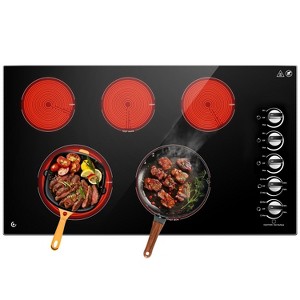 36 Inch cooktop,8900 W 5 Stoves,Double power control Burner,Hot Surface Indicator,Waste heat alarm,Knob control,Scratch-resistant vitro ceramic glass - 1 of 4
