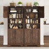 Space-Maximizing 67" Gray Cabinet: Tempered Glass Door Pantry w/ Adjustable Shelves - Bathroom Storage to Living Room Display Solution - 4 of 4