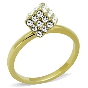 Slickblue Women's Geometric Ring with Clear Synthetic Crystal Detail, Gold IP Stainless Steel Band, 2.3g, size 5–10 - 1 of 4
